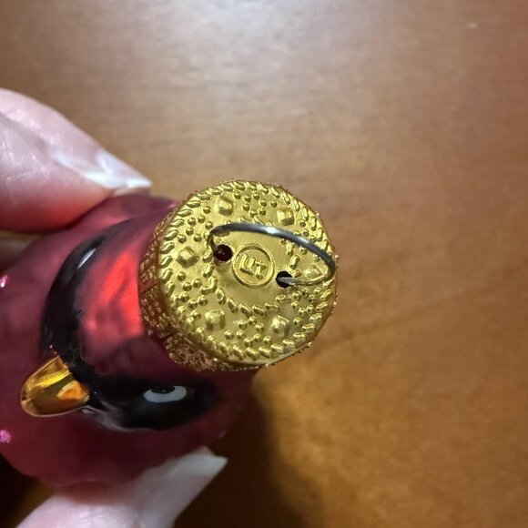 Vintage UT Red Cardinal Christmas Ornament Y2K Blown Glass Hand Painted Bird - Picture 4 of 5